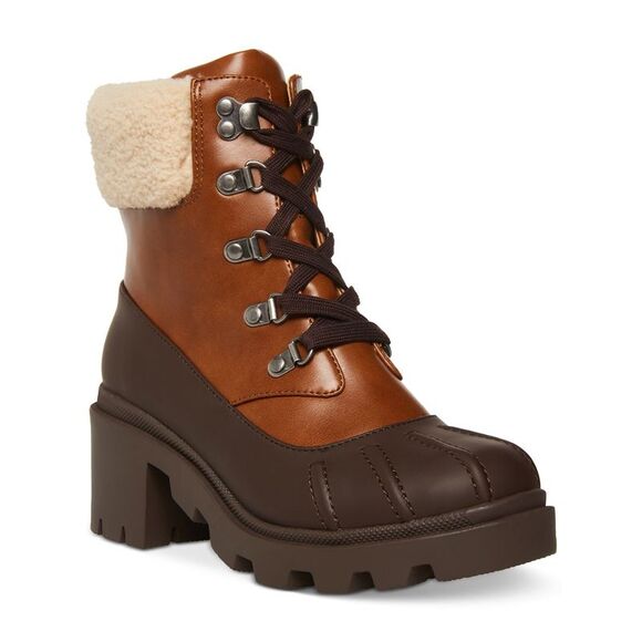 MADDEN GIRL Shoes - MADDEN GIRL Womens Brown Lug Sole Bubbles Round Toe Block Heel Duck Boots 8.5 M